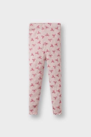 Legging côtelé à motifs jambes droites pour bébé fille