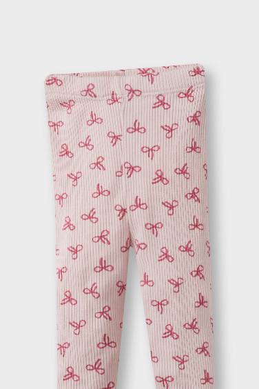 Legging côtelé à motifs jambes droites pour bébé fille