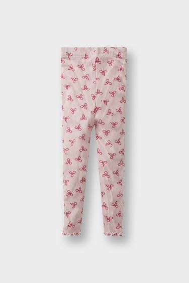 Legging côtelé à motifs jambes droites pour bébé fille