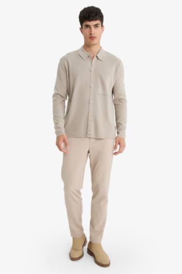 Standard Fit Polo Neck Knit Cardigan