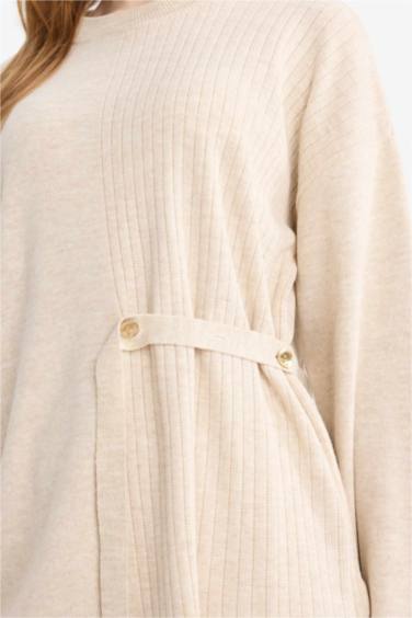 Pull Tunique en tricot à col rond Coupe régulière