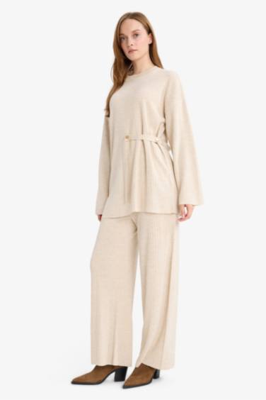 Wide Leg Knitwear Trousers