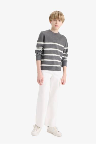 Boy Crew Neck Striped Knit Pullover