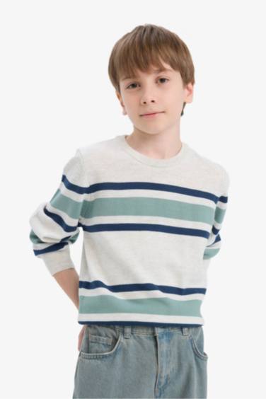 Boy Crew Neck Striped Knit Pullover