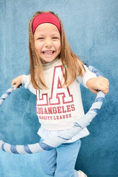 Baby Girl Crew Neck Printed Soft Fleece Lining Sweatshirt