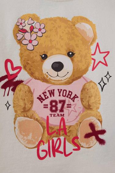 تيشيرت بناتي كم طويل قصة عادية بياقة مستديرة