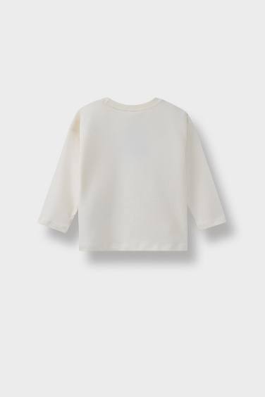 تيشيرت بناتي كم طويل قصة عادية بياقة مستديرة