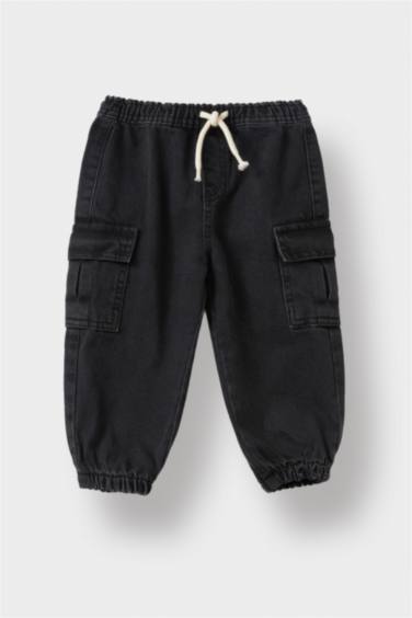 Erkek Bebek Beli Lastikli Jogger Fit Jean Pantolon