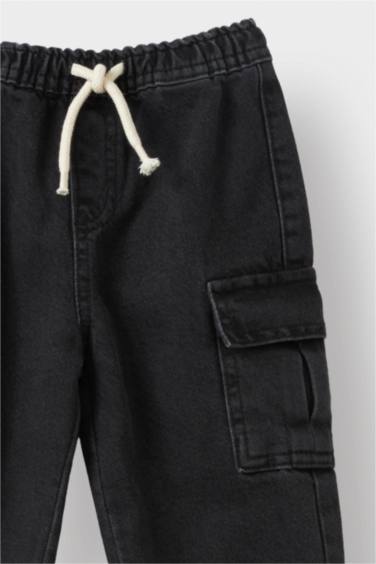 Erkek Bebek Beli Lastikli Jogger Fit Jean Pantolon