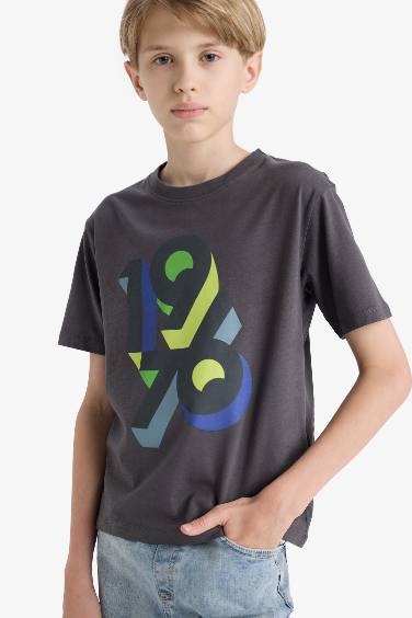 تيشيرت اولادي مطبوع قصة عادية برقبة مستديرة