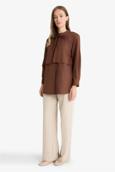 Tunique en popeline à manches longues Coupe décontractée