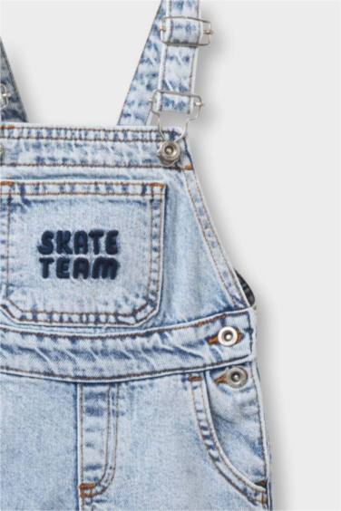 Erkek Bebek Etiket Baskılı Jean Tulum