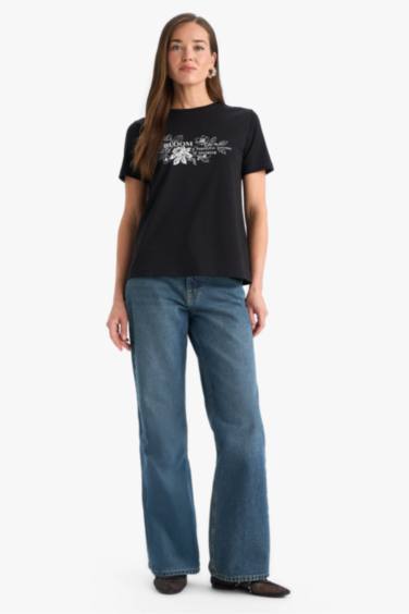 Regular Fit Crew Neck Floral Cotton T-Shirt