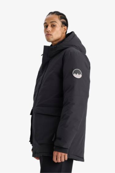 Su İtici Regular Fit Kapüşonlu Fermuarlı Rüzgar Geçirmez Parka Mont