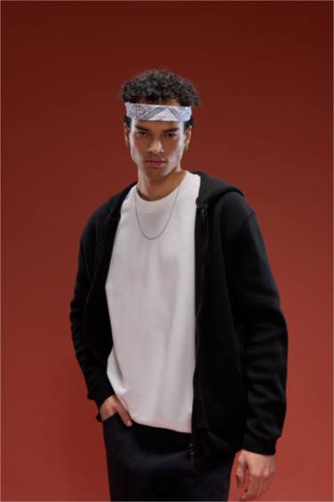 Cardigan en maille zippé à capuche Coupe décontractée