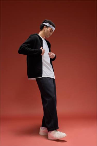 Cardigan en maille zippé à capuche Coupe décontractée