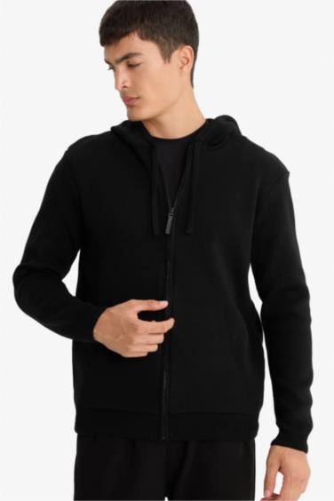 Cardigan en maille zippé à capuche Coupe décontractée