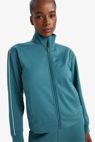 كارديجان رياضي قصة عادية بياقة عالية ببطانة ناعمة من DeFactoFit