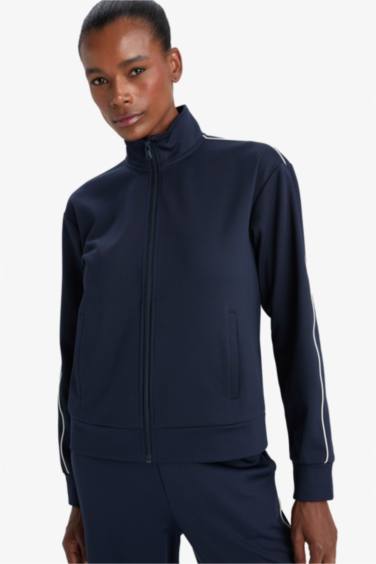 DeFactoFit Slim Fit Stand Collar Zippered Cardigan