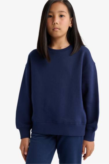 Қыздарға релакс пішімі дөңгелек жаға Свитер