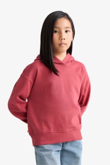 سويت شيرت بناتي تقيل قصة مريحة ببطانة ناعمة وطبعة أنيمة