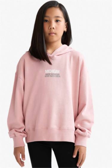 Girl Oversize Fit Crew Neck Animal Printed Thick Fabric Sweatshirt