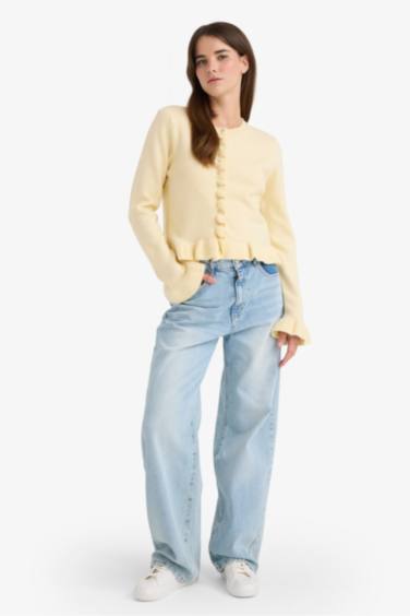 Regular Fit Bisiklet Yaka Triko Hırka