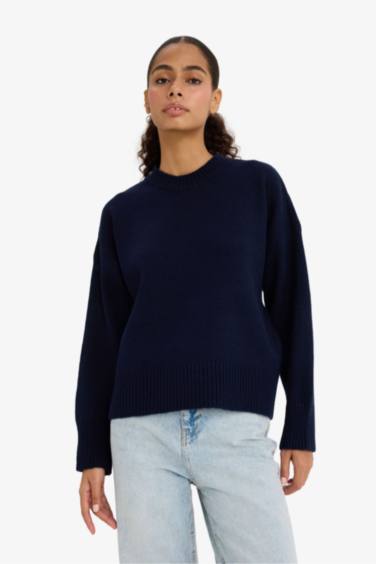 Oversize Fit Crew Neck Knitwear Pullover