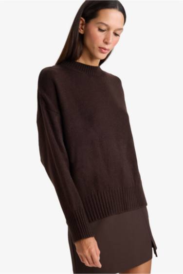 Oversize Geniş Kalıp Bisiklet Yaka Triko Kazak