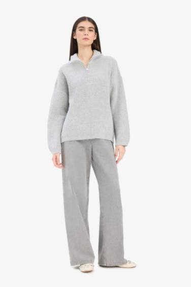 Relax Fit Yarım Fermuarlı Triko Kazak