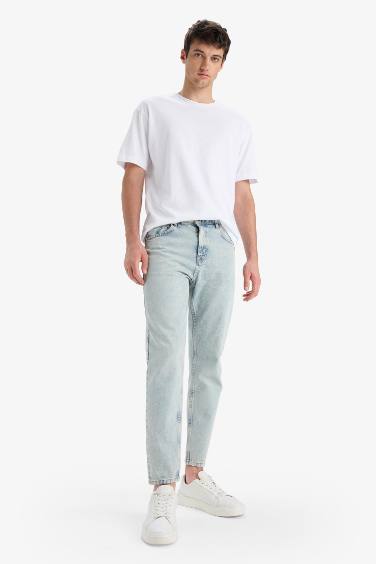 %100 Pamuk 90's Slim Fit Dar Kalıp Yüksek Bel Dar Paça Jean Yıkamalı Pantolon