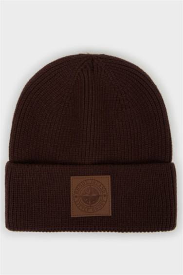 Bonnet en tricot à étiquette tissée pour homme