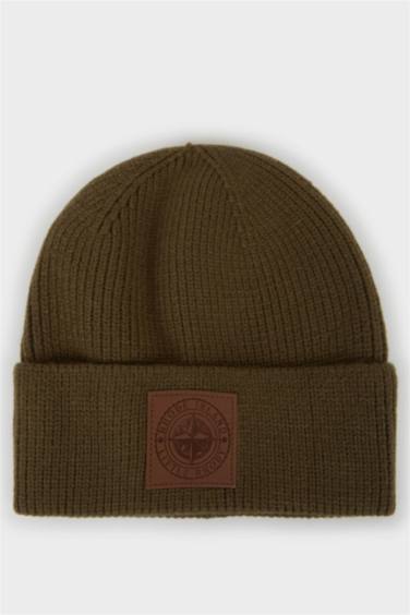 Bonnet en maille à étiquette tissée pour homme