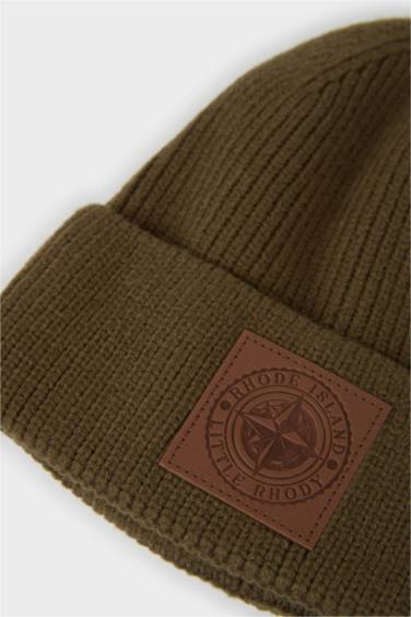 Bonnet en maille à étiquette tissée pour homme