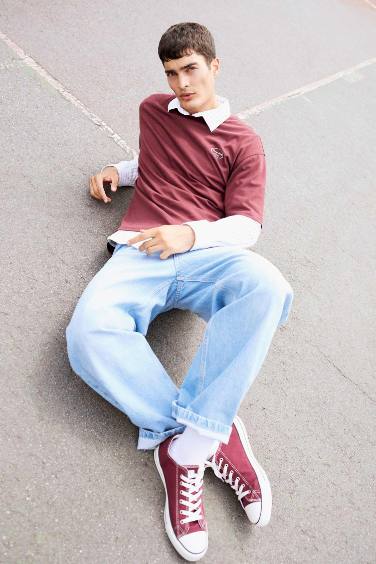 Wide Leg Denim Trousers