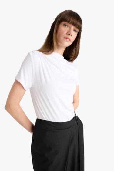 Slim Fit Half Turtleneck Short Sleeve Polo T-Shirt