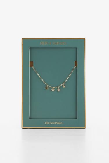 Reis x DeFacto 14 Ayar Altın Kaplama Fiora Chain Kadın Çiçekli ve Yıldızlı Gold Kolye