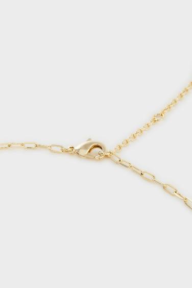 Reis x DeFacto 14 Ayar Altın Kaplama Fiora Chain Kadın Çiçekli ve Yıldızlı Gold Kolye