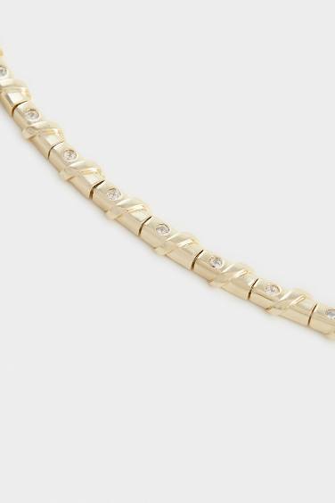 Reis x DeFacto 14 Ayar Altın Kaplama Elegante Curva Kadın Taşlı Gold Kolye