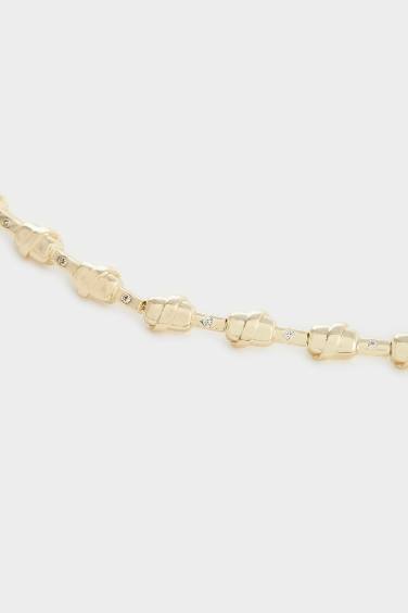 Reis x DeFacto 14 Ayar Altın Kaplama Li Verde Kadın Düğüm Taşlı Gold Kolye