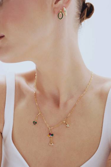 Reis x DeFacto Altın Kaplama Carnaval Charms Kadın 3'lü Charmlı Gold Kolye