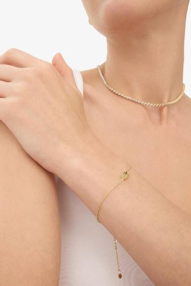 Reis x DeFacto 14 Ayar Altın Kaplama Luce Touch Kadın Taşlı Gold Bileklik