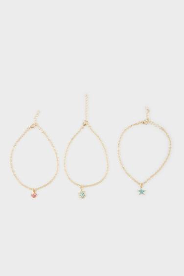 Woman 3 Piece Gold Anklet