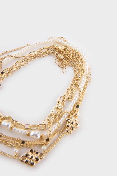 طقم 6 أساور كاحل ذهبية نسائي