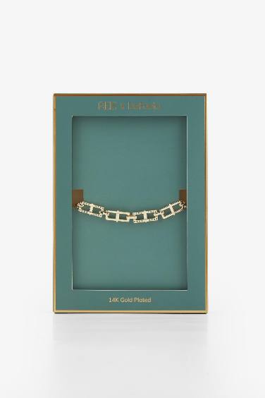 Reis x DeFacto Gold Plated Shine Line Bracelet Stone Gold Chain Bracelet