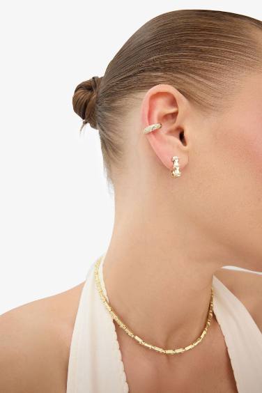 Reis x DeFacto Gold Plated 2 Piece Stone Gold Earrings