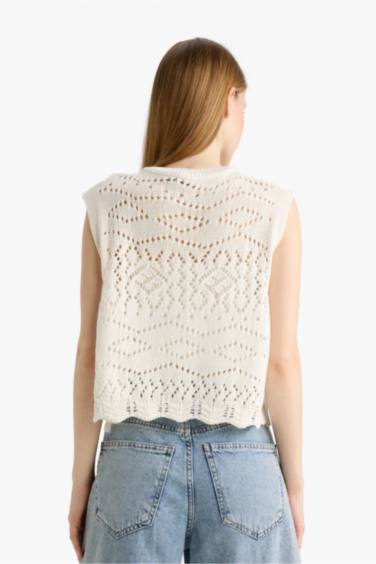 Slım Fıt Bisiklet Yaka Yelek - Görsel 6