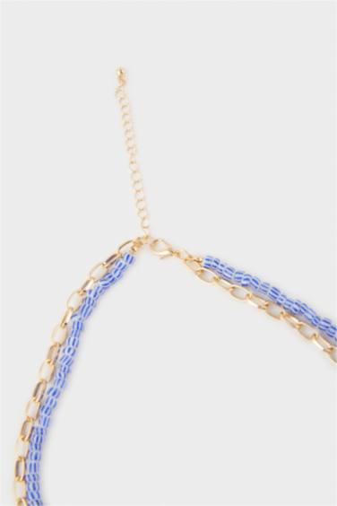 Woman 2 Piece Gold Blue Necklace