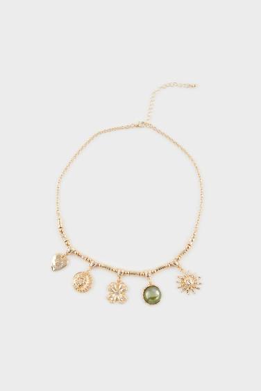 Woman Gold Charm Necklace
