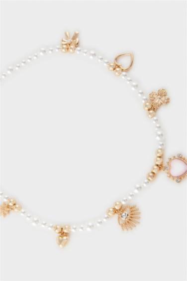 Woman Pearl Gold Charm Necklace